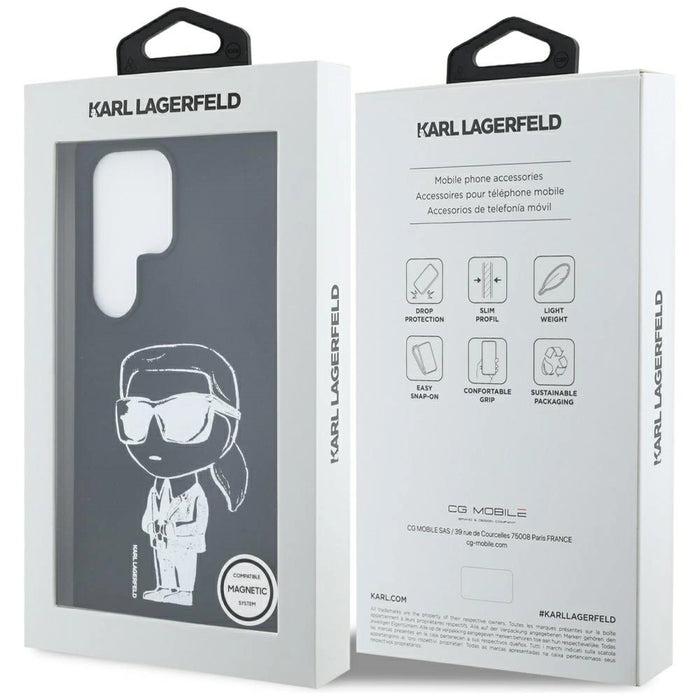 Karl Lagerfeld Silicone Graffiti Ikonik Printed Logo MagSafe Case for Samsung Galaxy S25 Ultra - Black