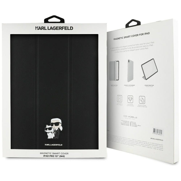 Karl Lagerfeld Saffiano Magnetic Karl &amp; Choupette iPad Pro 13" 2024 Book Cover Case - Black