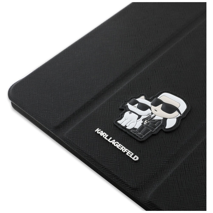 Karl Lagerfeld Saffiano Magnetic Karl &amp; Choupette iPad Pro 13" 2024 Book Cover Case - Black