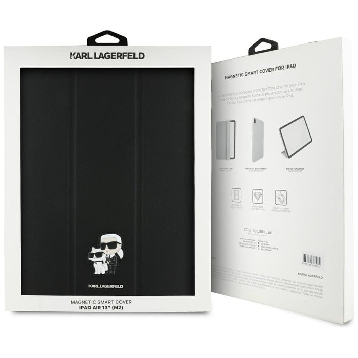 Karl Lagerfeld Saffiano Magnetic Karl &amp; Choupette iPad Air 13" 2024 Book Cover Case - Black