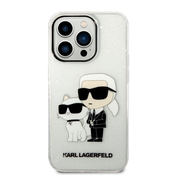 Karl Lagerfeld Glitter Karl&amp;Choupette Case for iPhone 14 Pro Max 6.7" - Transparent
