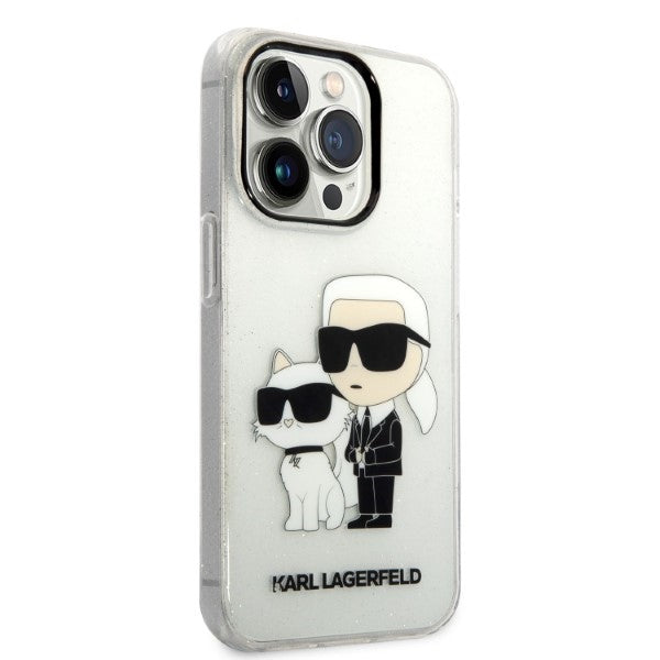 Karl Lagerfeld Glitter Karl&amp;Choupette Case for iPhone 14 Pro Max 6.7" - Transparent