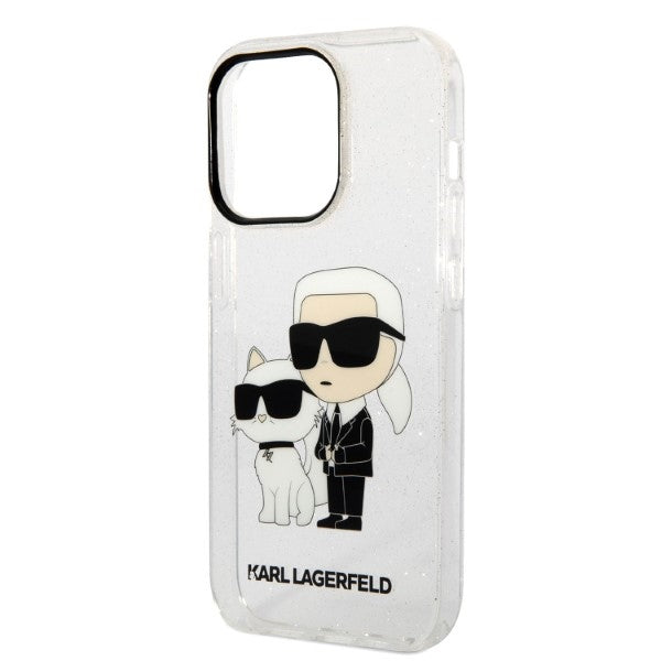 Karl Lagerfeld Glitter Karl&amp;Choupette Case for iPhone 14 Pro Max 6.7" - Transparent