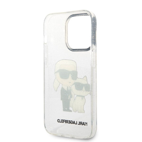 Karl Lagerfeld Glitter Karl&amp;Choupette Case for iPhone 14 Pro Max 6.7" - Transparent