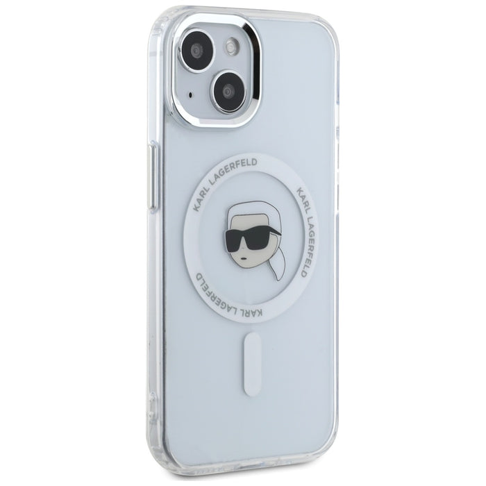 Karl Lagerfeld IML Metal Karl Head MagSafe Case for iPhone 15 Plus White