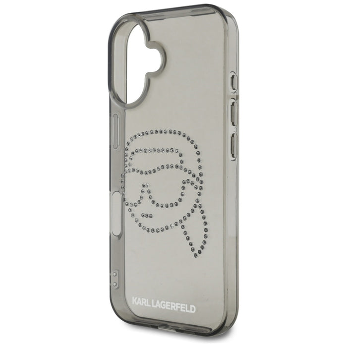 Karl Lagerfeld IML Rhinestones Karl Head Case for iPhone 16 Black