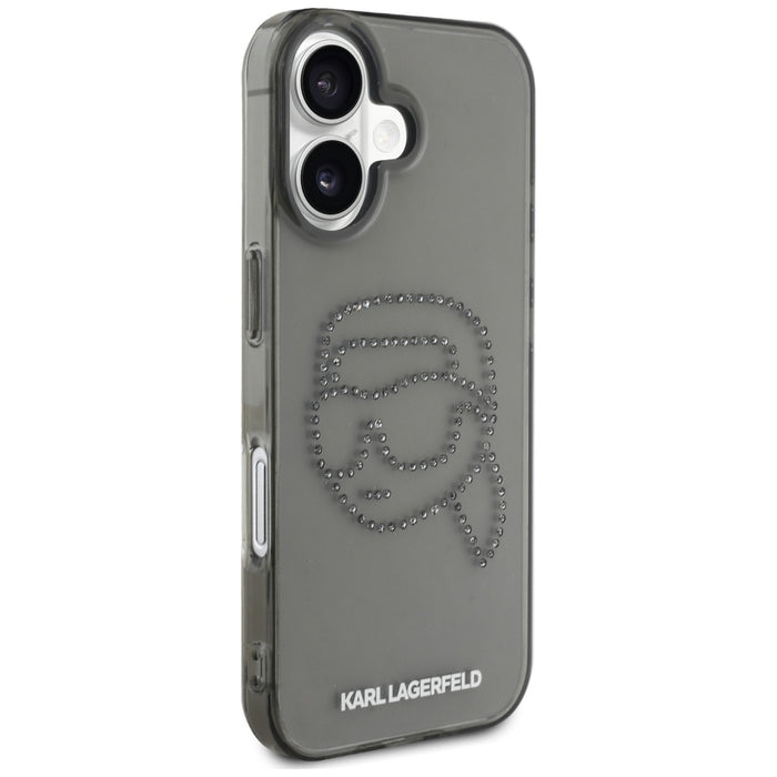 Karl Lagerfeld IML Rhinestones Karl Head Case for iPhone 16 Black