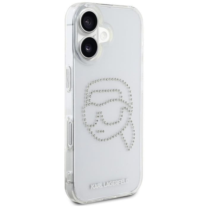 Karl Lagerfeld IML Rhinestones Karl Head Case for iPhone 16 Clear