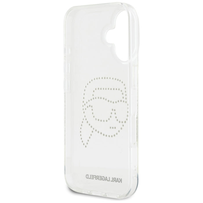 Karl Lagerfeld IML Rhinestones Karl Head Case for iPhone 16 Clear