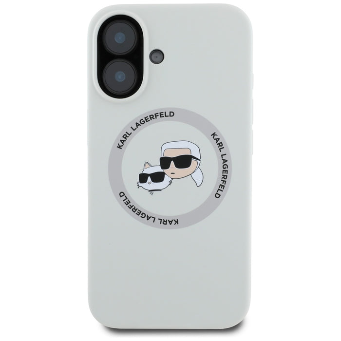 Karl Lagerfeld Silicone Double Heads And Circle MagSafe case for iPhone 16 beige