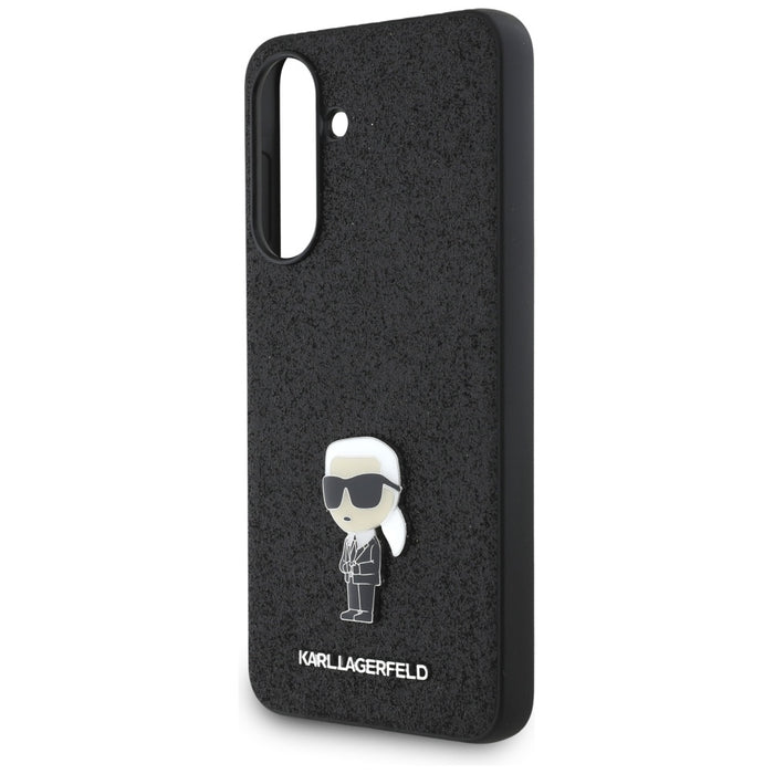 Karl Lagerfeld Fixed Glitter Ikonik Logo Metal Pin Case for Samsung Galaxy A36 - Black