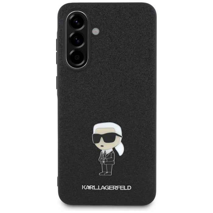 Karl Lagerfeld Fixed Glitter Ikonik Logo Metal Pin Case for Samsung Galaxy A56 - Black