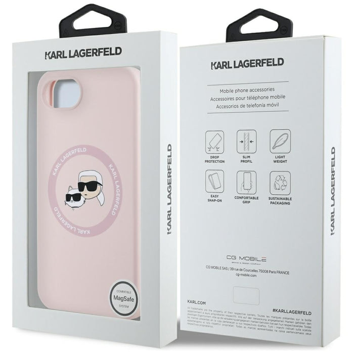Karl Lagerfeld Silicone Karl&Choupette Heads MagSafe iPhone 16e Case - Pink