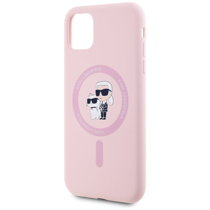 Karl Lagerfeld Silicone Karl&amp;Choupette MagSafe iPhone 11 Case - Pink
