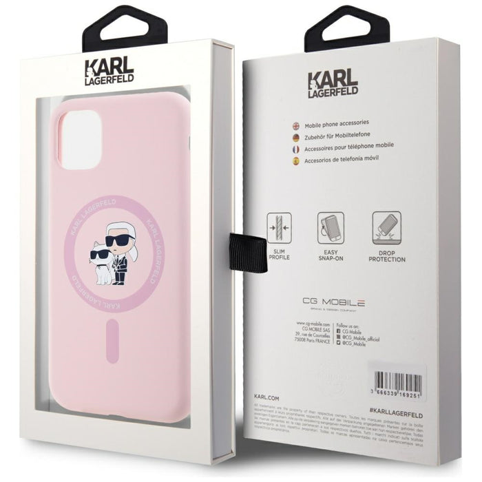Karl Lagerfeld Silicone Karl&amp;Choupette MagSafe iPhone 11 Case - Pink