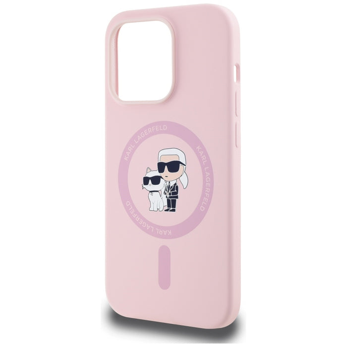 Karl Lagerfeld Silicone Karl&amp;Choupette MagSafe Case for iPhone 14 Pro Max - Pink