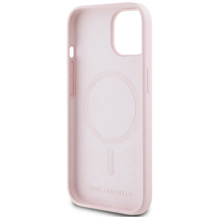 Karl Lagerfeld Silicone Karl&amp;Choupette MagSafe iPhone 15 Plus Case - Pink