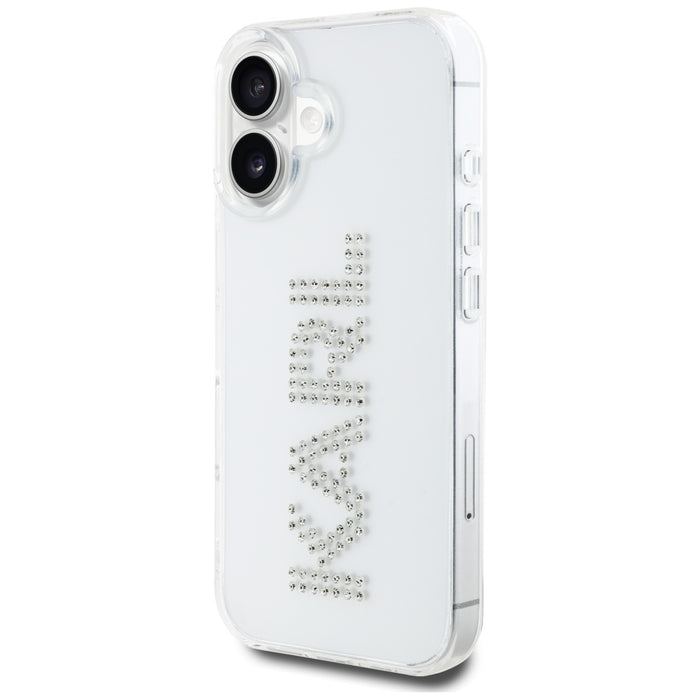 Karl Lagerfeld IML Rhinestones Logo iPhone 16 Case - Transparent