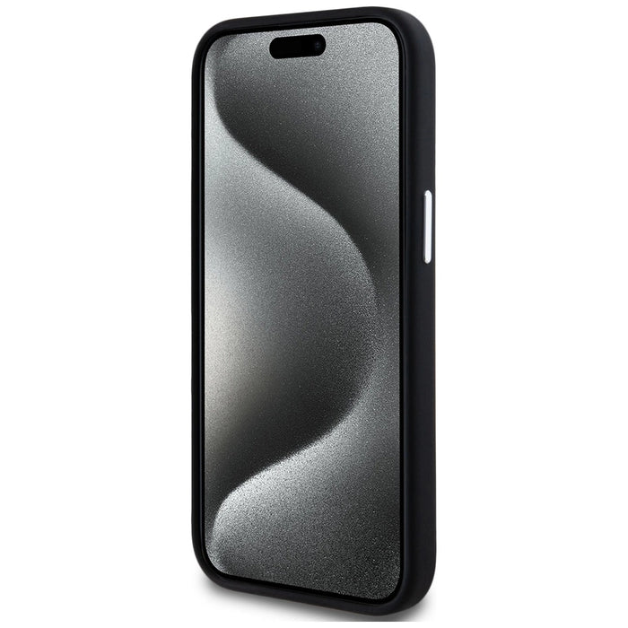 Karl Lagerfeld Silicone Metal Script Logo iPhone 15 Case - Black