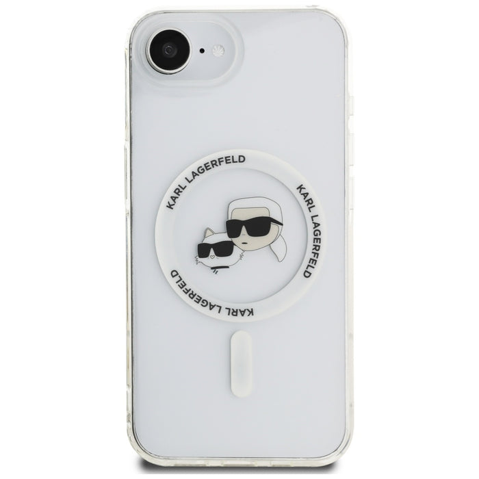Karl Lagerfeld IML Metal Karl &amp; Choupette Heads MagSafe iPhone 16e Case - White