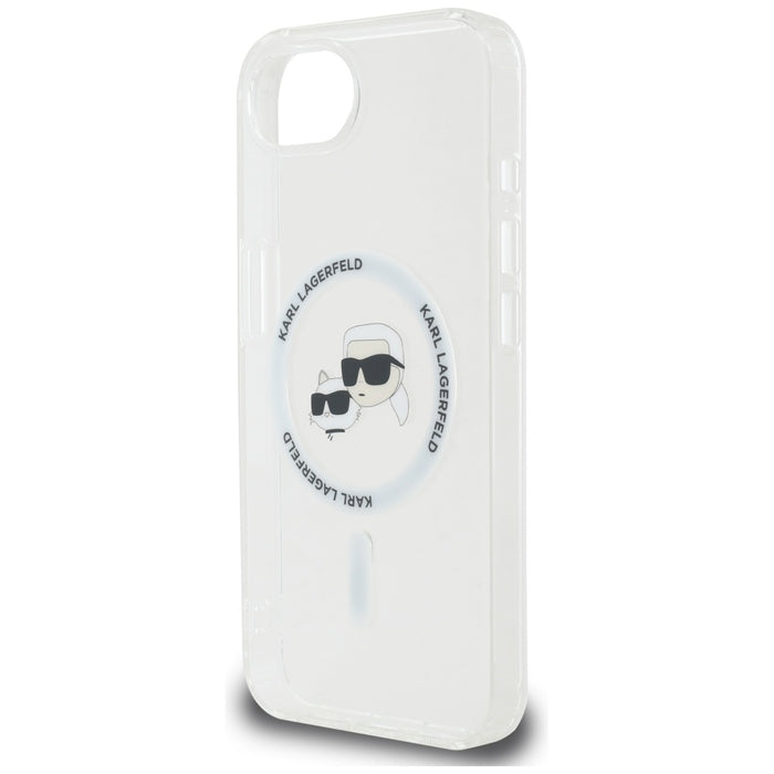 Karl Lagerfeld IML Metal Karl &amp; Choupette Heads MagSafe iPhone 16e Case - White