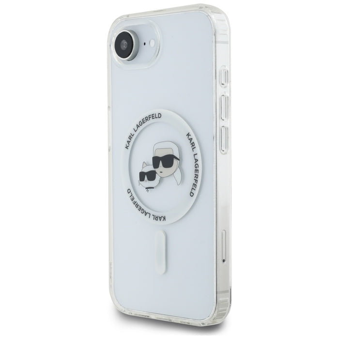 Karl Lagerfeld IML Metal Karl &amp; Choupette Heads MagSafe iPhone 16e Case - White