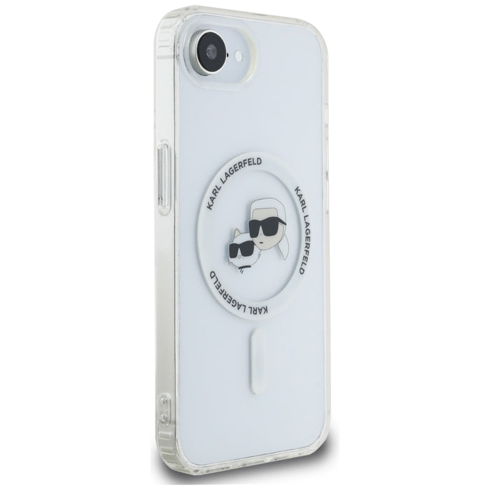 Karl Lagerfeld IML Metal Karl &amp; Choupette Heads MagSafe iPhone 16e Case - White