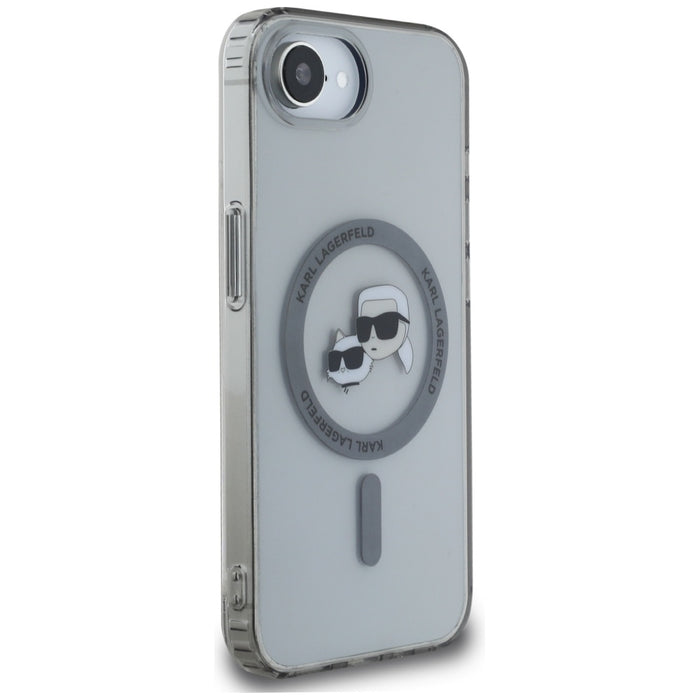 Karl Lagerfeld IML Metal Karl &amp; Choupette Heads MagSafe iPhone 16e Case - Black