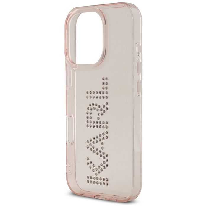 Karl Lagerfeld IML Rhinestones Logo iPhone 16 Pro Max Case - Pink