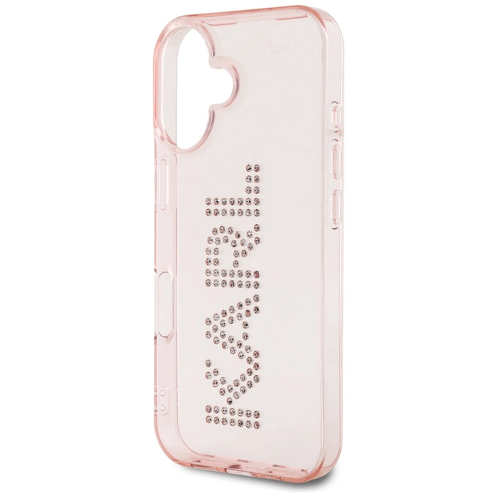 Karl Lagerfeld IML Rhinestones Logo iPhone 16 Case - Pink