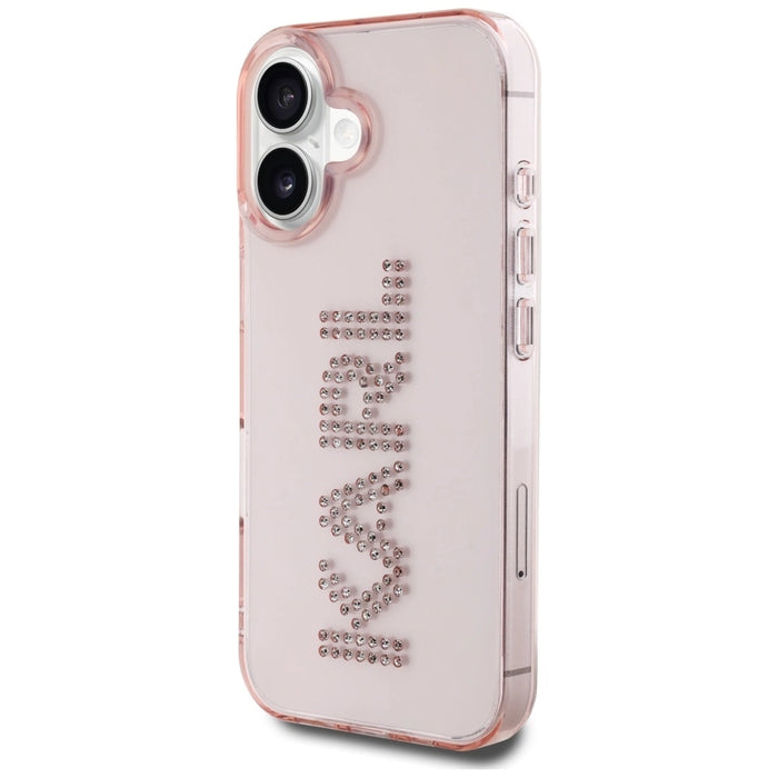 Karl Lagerfeld IML Rhinestones Logo iPhone 16 Case - Pink