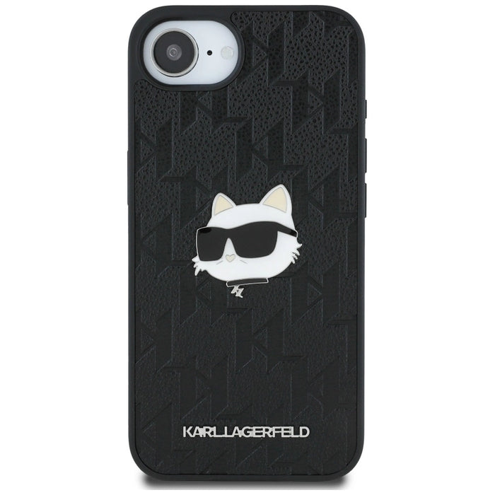 Karl Lagerfeld Monogram Choupette Head Pin iPhone 16e Case - Black