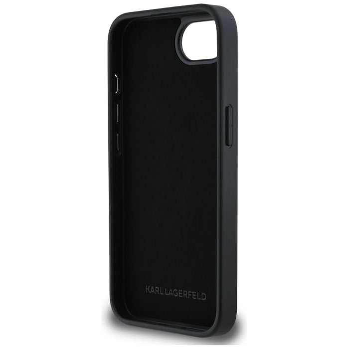 Karl Lagerfeld Monogram Choupette Head Pin iPhone 16e Case - Black