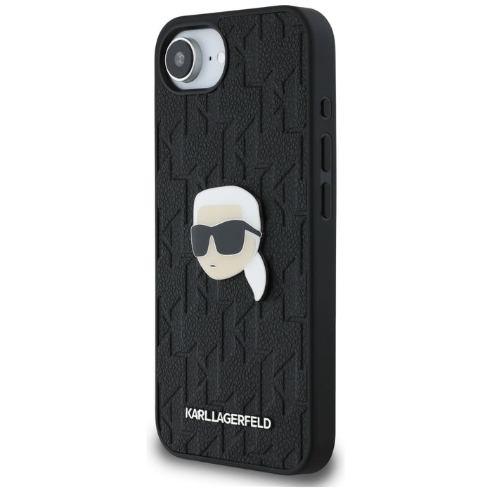 Karl Lagerfeld Monogram Karl Head Pin iPhone 16e Case - Black