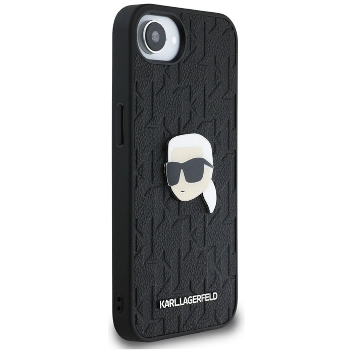 Karl Lagerfeld Monogram Karl Head Pin iPhone 16e Case - Black