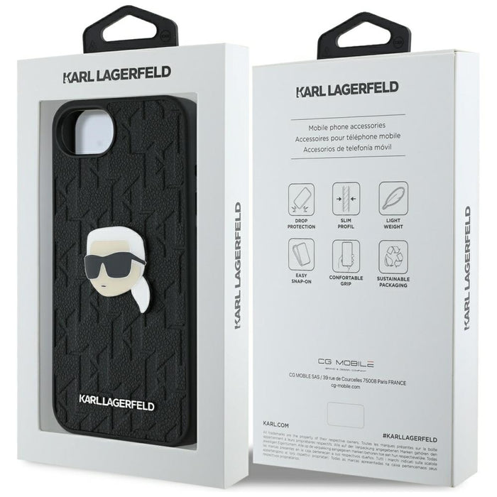 Karl Lagerfeld Monogram Karl Head Pin iPhone 16e Case - Black
