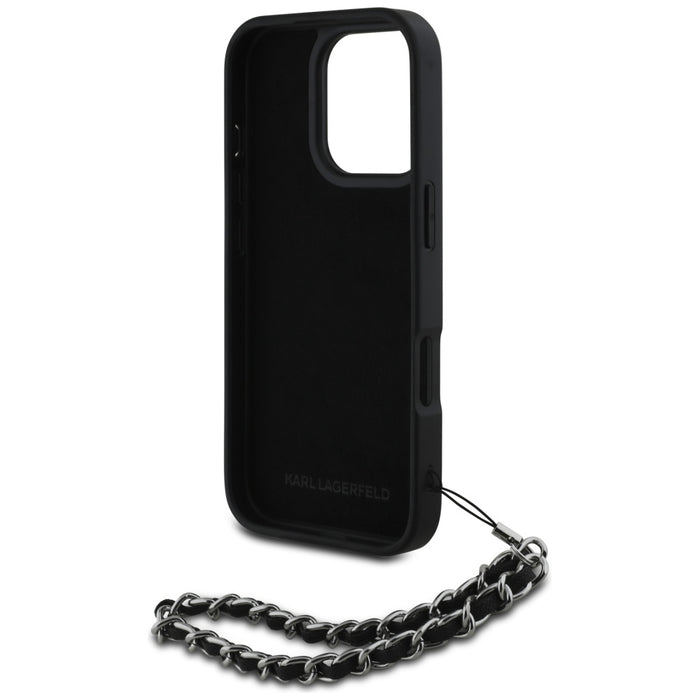 Karl Lagerfeld Saffiano Crystals w/Chain iPhone 16 Pro Case - Black