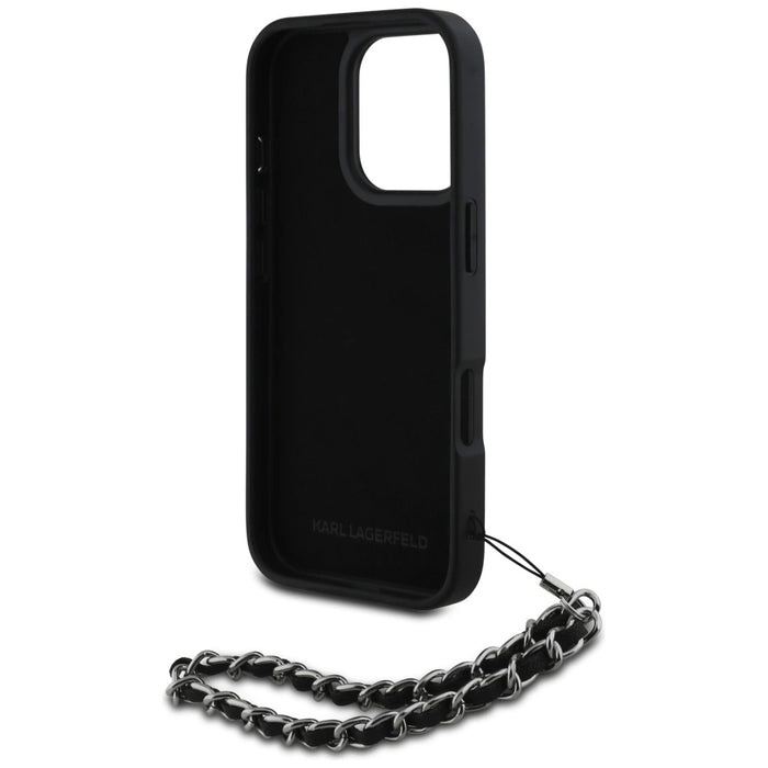 Karl Lagerfeld Saffiano Crystals w/Chain iPhone 16 Pro Case - Black