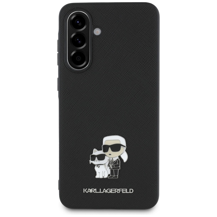 Karl Lagerfeld Saffiano Case w/ K&amp;C Metal Logo for Samsung Galaxy A36 - Black