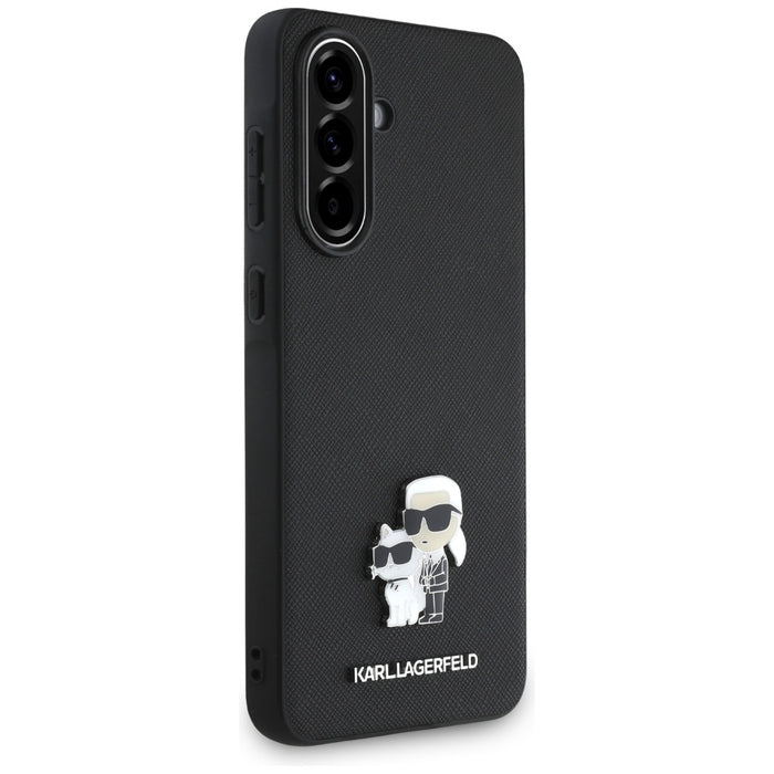 Karl Lagerfeld Saffiano Case w/ K&amp;C Metal Logo for Samsung Galaxy A36 - Black