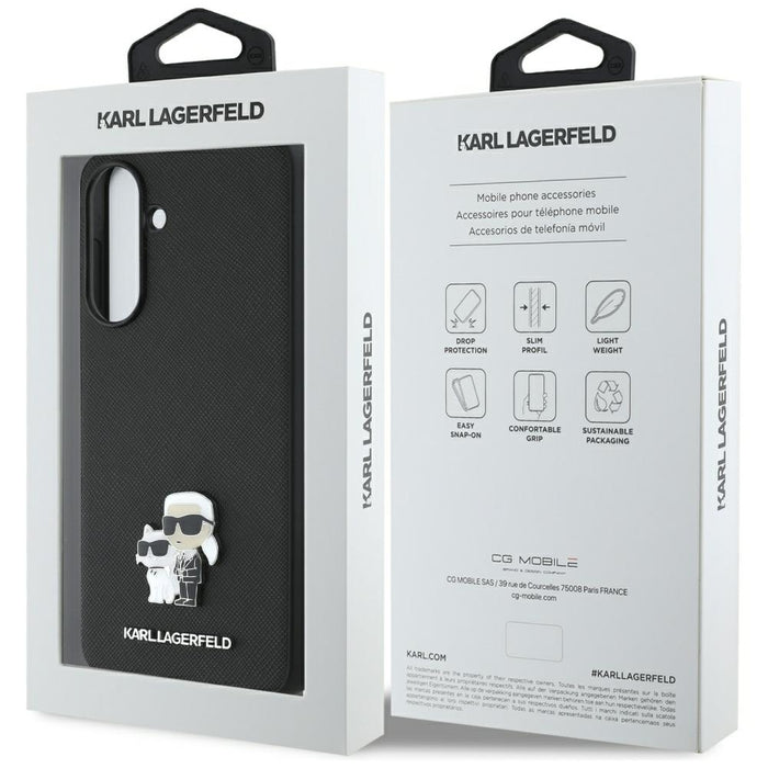 Karl Lagerfeld Saffiano Case w/ K&C Metal Logo for Samsung Galaxy A36 - Black