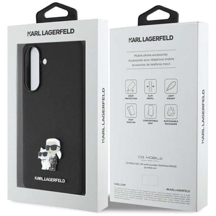 Karl Lagerfeld Saffiano Case w/ K&amp;C Metal Logo for Samsung Galaxy A56 - Black