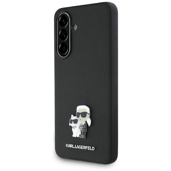 Karl Lagerfeld Saffiano Case w/ K&amp;C Metal Logo for Samsung Galaxy A56 - Black