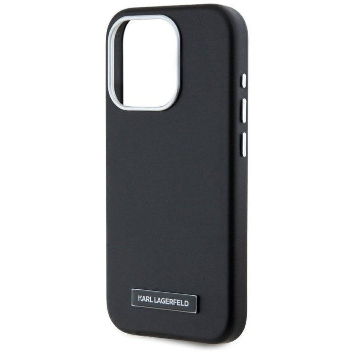 Karl Lagerfeld FW Metal Plate MagSafe iPhone 15 Pro Case - Black
