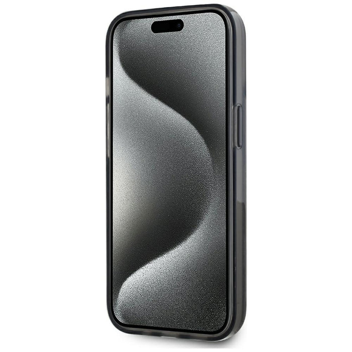 Karl Lagerfeld Liquide Glitter Monogram Gradient iPhone 15 Case - Black