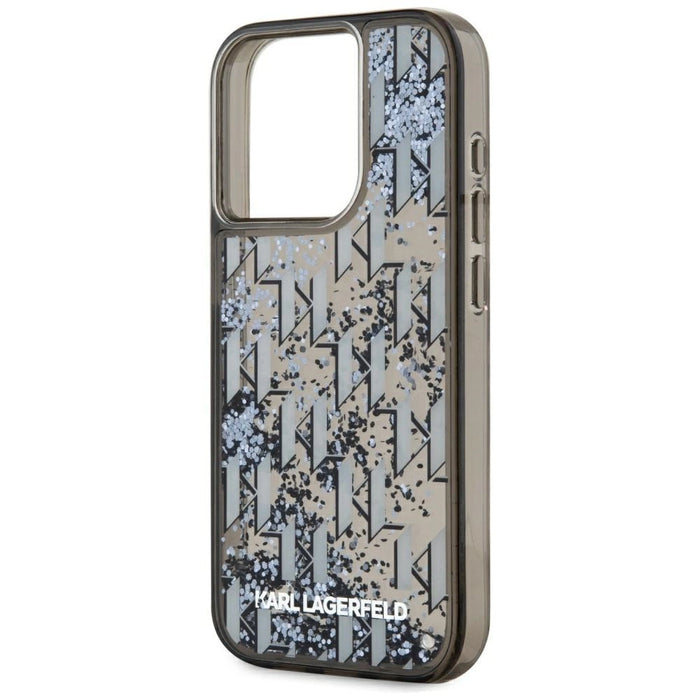 Karl Lagerfeld Liquide Glitter Monogram Gradient iPhone 15 Pro Case - Black