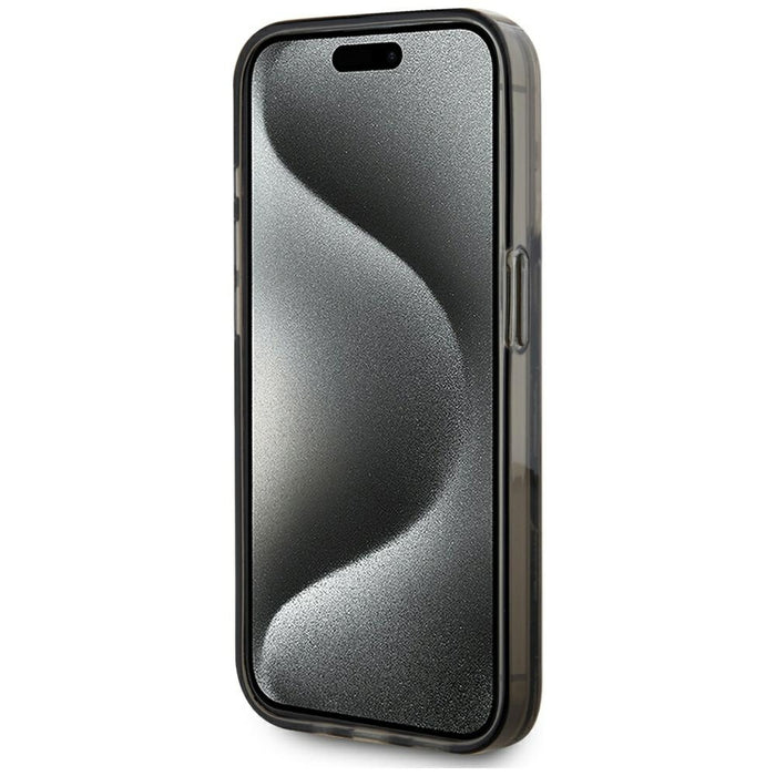 Karl Lagerfeld Liquide Glitter Monogram Gradient iPhone 15 Pro Max Case - Black