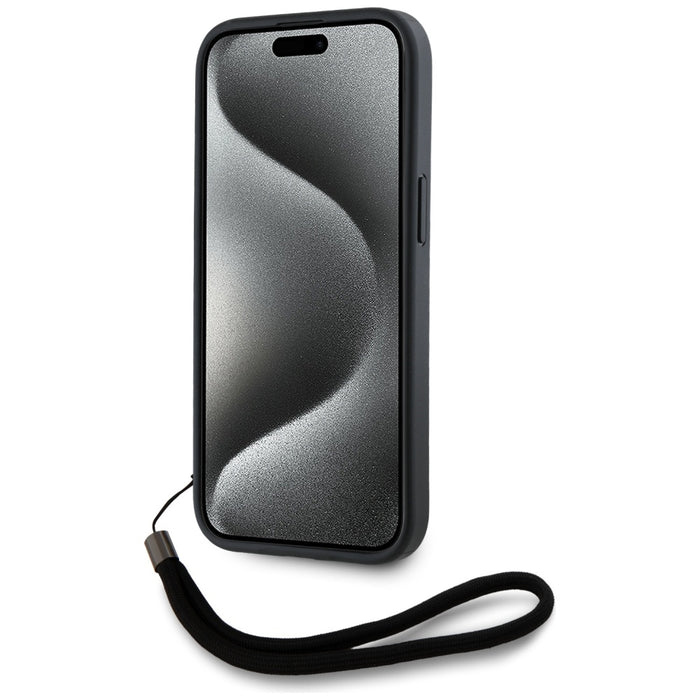 Karl Lagerfeld Saffiano Athleisure Stripes Cord iPhone 15 Pro Max Case - Red