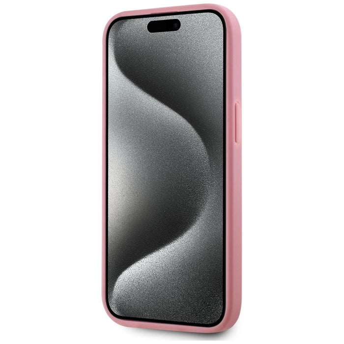Karl Lagerfeld Wrinkled Metal Signature iPhone 15 Case - Pink