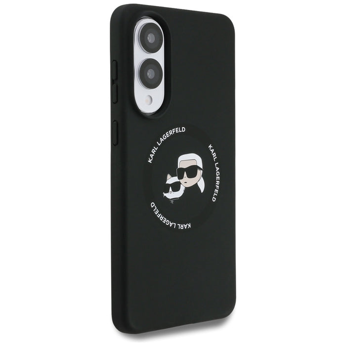 Karl Lagerfeld Silicone nauble Heads And Circle MagSafe case for Samsung Galaxy S25 Edge - black